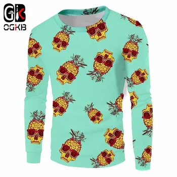 OGKB 3D Smieklīgi Svīšana Drukāt Ananāsu sporta Krekls Hoodies Sieviešu/vīriešu Hiphop Streetwear Gadījuma Džemperi ar garām Piedurknēm O-veida kakla Apkakli