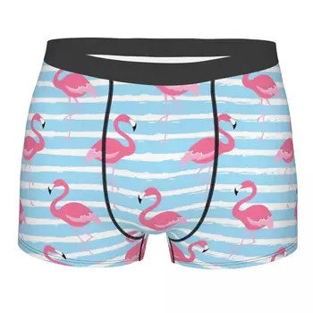 Rozā Flamingo Zilu Svītru Cilvēka Bokseris Biksītes Elpojošs Smieklīgi Apakšveļa augstākās Kvalitātes Drukas Šorti Dāvanu Idejas