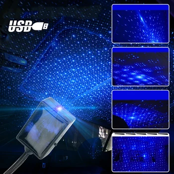 USB Automašīnas salona Jumta Atmosfēru Zvaigžņotām Debesīm Lampas LED Projektors Zvaigžņu Nakts Vieglās Automašīnas salona Jumta Atmosfēru Gaismas Aksesuāri