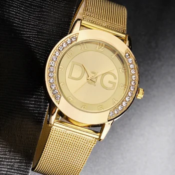 2020. gada Eiropas Modes Pop Stilā Sievietēm Skatīties Luksusa Rhinestone Kvarca Reloj Mujer Gadījuma Zelta Nerūsējošā Tērauda Pulksteņi часы