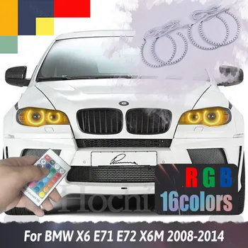 BMW X6 E71, E72, X6M 2008-2014 Dienas Gaismas lukturi dienas gaitas lukturi Angel Eyes LED RGB Multi-krāsu Lukturu Halo Gredzenu Komplekts