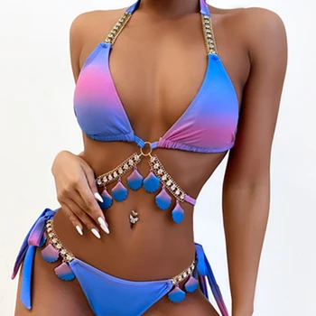 2022 Sexy Korpusa Dimanta Pavada Bikini Push Up Peldkostīmi Sieviešu Peldkostīms Sieviešu Strappy Bikini Komplekts Brazīlijas Peldkostīms Beachwear