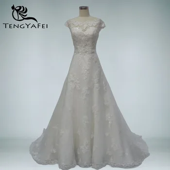 jauns modes appliques frēzēšana vāciņu piedurknēm vestido de novia casamento līgavas kleita sexy-line 2016 māte no līgavas kleitas