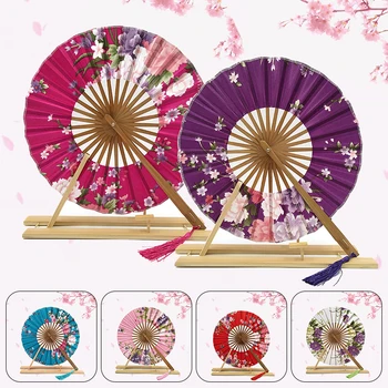 Klasiskās Japāņu Sakura Ziedu Kabatas Locīšanas Roku Ventilatoru Apaļa Apļa Puse Dekori Dod Priekšroku Dāvanu