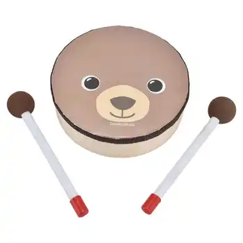Bērnu Rotaļu Koka Karikatūra Lācis Bungas, Sitamie Instrumenti Bērnu Agrīnās Izglītības Rotaļlietas, Mācību līdzekļi