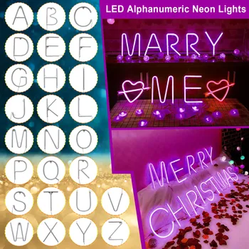 Romantiska LED 26 Vēstuli Neona gaismas Burtus, Dekoratīvās Partiju Kāzu Letras Luminosas Xmas Mājas Dekorēšanas Piederumi