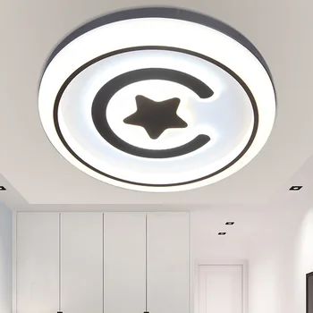 Mūsdienu vienkāršu melnu, baltu ģeometriskais apļveida Karikatūra lampu radošā guļamistaba, dzīvojamā istaba studiju akrila led griestu lampas LB40711