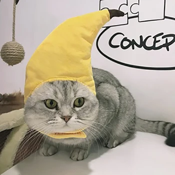 Pet Cat Suns Regulējams Radošo Smieklīgi Banānu Galvas Galvassegu Pet Cat Saģērbt Kokvilnas, Plīša Galvas Piederumi, Mājdzīvnieku Kostīms