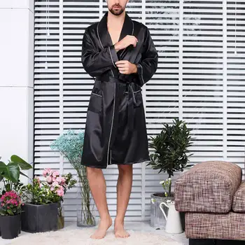 Vīriešu Pirts Tērpu Melnā Lounge Sleepwear Zīda Naktsveļu Vīriešiem Komforts, Zīdaina Peldmēteļi Noble halāti Vīriešu Miega Halāti
