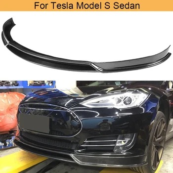 Oglekļa Šķiedras Auto Priekšējā Bufera Lūpu Spoilers par Tesla Model S Sedans 4 Durvju 85 .D P85D 2012. - 2015. gadam Priekšējais Bamperis Lūpu Zoda Divas Stils