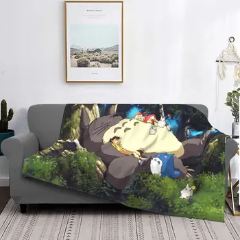 Mein Nachbar Totoro Decken Vilnas Dekoration Japanischen Anime Satsuki Mei Warme Decke für Mājas Dīvāna Bettdecke
