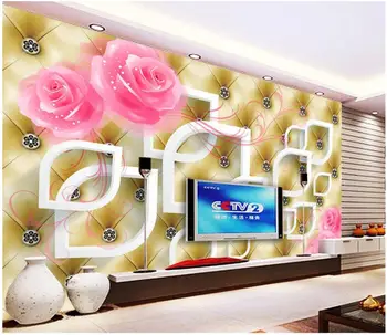 WDBH custom sienas 3d foto tapetes uz sienas, Roze, mīkstā iepakojumā TV fona sienas 3d sienu gleznojumi tapetes dzīvojamā istabā
