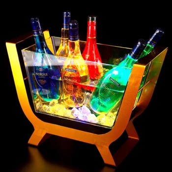Laivu Formas 6 Pudeles Šampanieša Bārs Ledus Barelu LED Gaismas Alus, Vīna Pudeļu Turētāju, Uzlādējams Led Akrila Ledus Kausu