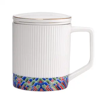 Dehua Balta Porcelāna Biroja Tējas Krūze Ar Vāku Sudraba Kauss Sudraba Keramikas Tasi Tējas Atdalīšanas Krūze, Trauki, Glāzes