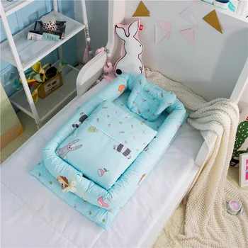 Bērnu gultiņa Vidū Gultas Saliekamie Noņemams Ērti Pārnēsājamu Mīksta, Ērta Droša Mazuļa Klēpī Bionisko Komfortu Gulta Sešu Gabals, kas
