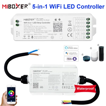 Miboxer WL5 WL5-WP WiFi LED Lentes Kontrolieris Reostats Ūdensizturīgs DC12V 24V Vienu krāsu/KMT/RGB/RGBW/RGB+PKT Strip Gaismas Lampas