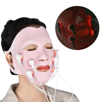 Sarkans LED kvantu terapijas mīksto gēla sejas maska masieris ar vibrācijas acupoint kontrolieris anti-rieva ādas kopšanas līdzeklis