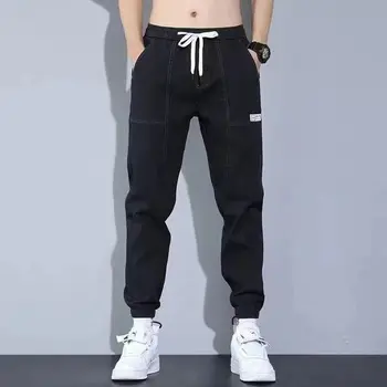 Vīriešu Džinsi, Bikses Vienkārša Dizaina Augstas Kvalitātes Gadījuma Korejas Modes Zaudēt Taisnas Džinsa Stiept Baggy Klasiskās Vīriešu Džinsu Bikses