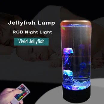 USB LED Fantasy Medūzas Lampas Krāsu maiņa Akvāriju LED Nakts Gaisma Relaksējošu Noskaņojumu Apgaismojuma Tālvadības Bērniem Dāvanu