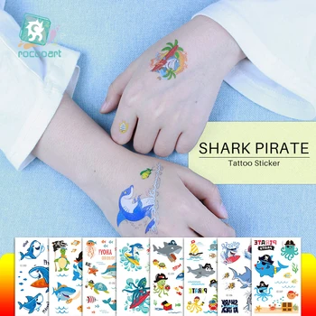 Rocooart Haizivs Pirāts Jūras Dzīvnieku Pagaidu Tetovējumiem Ūdensizturīgs Karikatūra Viltus Tetovējums, Bērnu, Body Art Rokas Tetovējumu Uzlīmes