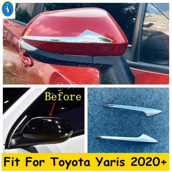 Automašīnas Atpakaļskata Spogulī, Apdares Lentes Vāciņš Melns, 2gab ABS Chrome Piederumi Ārējie Pielāgošanas Komplekts piemērots Toyota Yaris 2020 2021