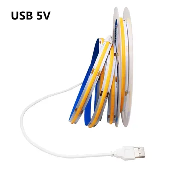 5V USB COB LED Strip Gaismas 320leds/m Augsts Blīvums Lineārā Apgaismojums Regulējamas, Elastīgas Lampas Lentes Silts Dabas Cool Balta 1M 2M 3M