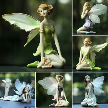 Ziedu Pasaku Statuja Dārza Figūriņas Baby Meitenes Angel Dizaina Sveķu Baby Lelle Dāvanas Bērniem, Kāzu Mājas Apdare