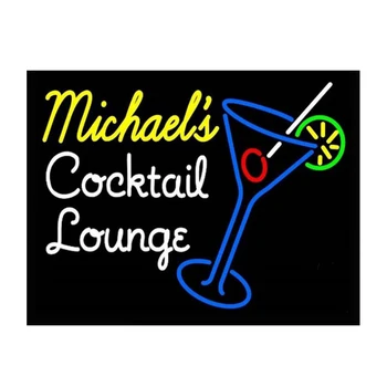 Michael 's Cocktail Lounge Martini Custom Roku darbs Nekustamo Stikla Caurule Dzērienu Veikals Reklamēt Apdare Displeja zīmju Neona 24