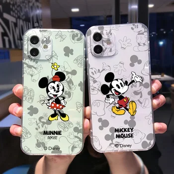 Mickey Minnie Mouse Telefonu Gadījumā Par Apple iPhone 14 13 12 11 mini XS XR-X Pro, Max 8 7 6S 6 Plus Caurspīdīgu Vāciņu