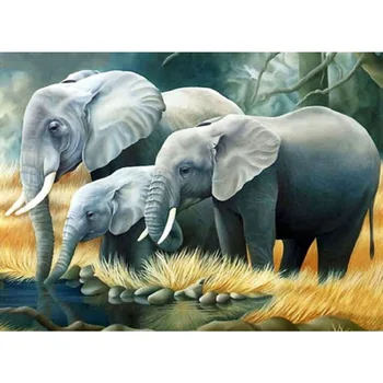 5D DIY Dimanta Gleznas Pilnu Urbt Kārtas Ziloņu Ģimenes Mozaīkas Mākslas Izšuvumu Dzīvniekiem Modelis, Roku darbs Uzlīmes Dekorēšanai Mājās
