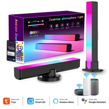 2GAB Smart RGB Galda Lampas Remote/Voice App Kontroles Tuya/Google LED Lampas, Bārs TV datora Darbvirsmas, ņemot vērā Spēļu zāle, Guļamistaba,