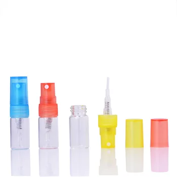 50pc/daudz 2 ML Skaidrs, atkārtoti uzpildāmi Mini Tukšas Mazas Stikla Smaržu Pudeles Pulverizators Parfum Parauga Ceļojumu Pudele Ar multicolor Spray