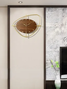 Ķīnas Koka Sienas Pulkstenis ar Modernu Dizainu Radošumu Metāla Sienas Pulkstenis Dzīvojamā Istabā Minimālisma Reloj De Salīdzinot Sienas Dekori LL50WC